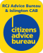 logo for RCJ Advice  and Citizens Advice Islington